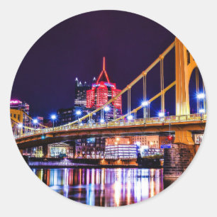 Pittsburgh Bridges, scenic photograph Classic Round Sticker