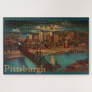 Pittsburgh By Moonlight Large Puzzle