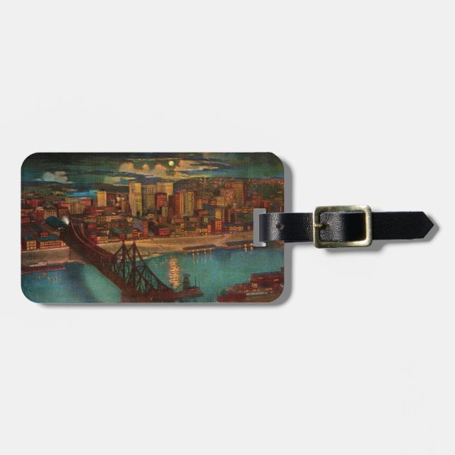 Pittsburgh By Moonlight Luggage Tag (Front Horizontal)