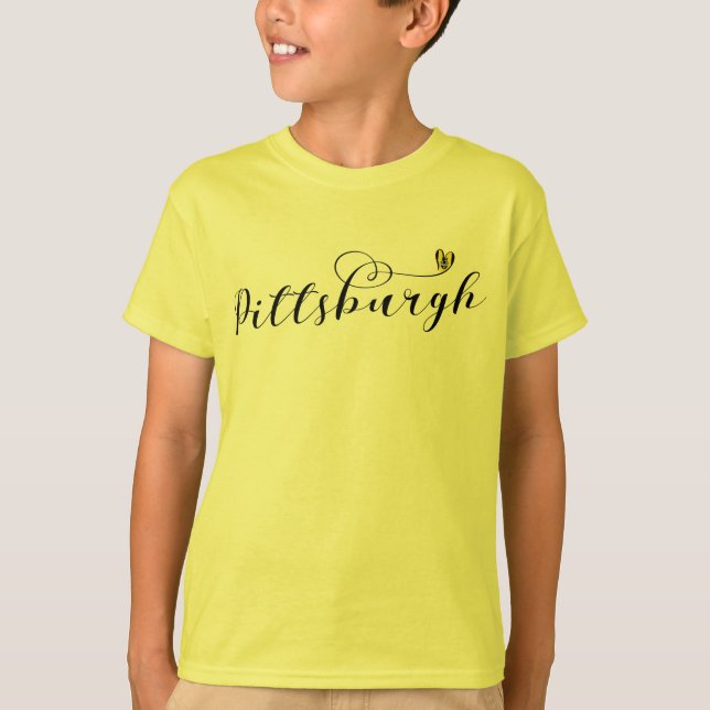 Pittsburgh City Flag In Heart T-Shirt (Front)