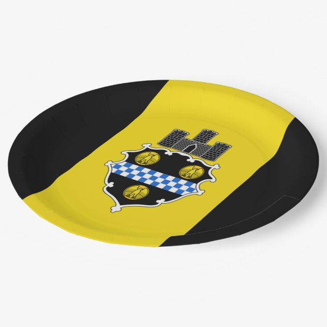 Pittsburgh city flag paper plates (Angled)