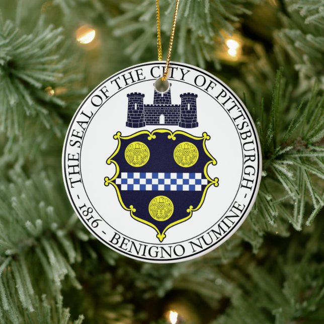 Pittsburgh city seal ceramic ornament (Tree)