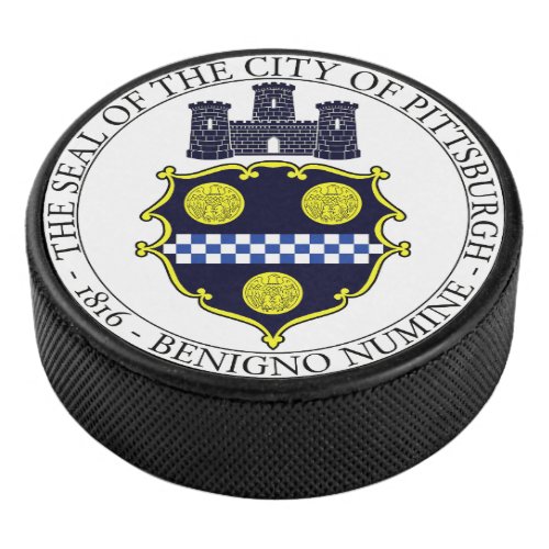 Pittsburgh city seal hockey puck