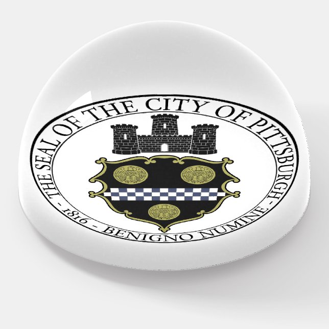 Pittsburgh city seal paperweight (Angled)