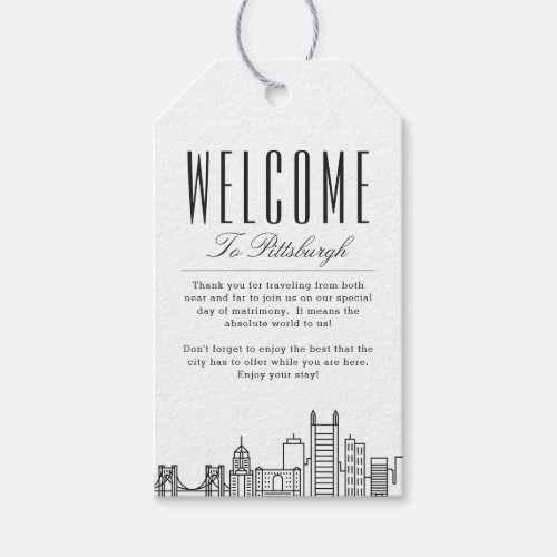 Pittsburgh City Skyline  Welcome Message Gift Tags