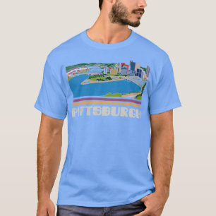 Pittsburgh City Vintage Traveller Gift Skyline Sil T-Shirt