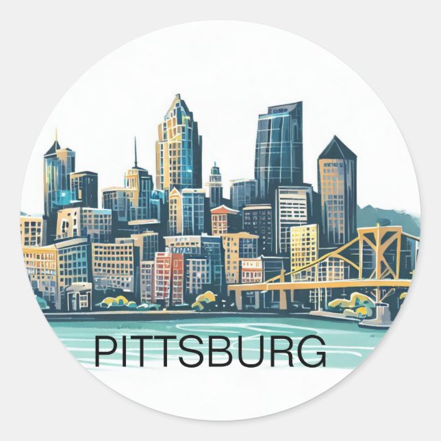 Pittsburgh Cityscape Classic Round Sticker (Front)