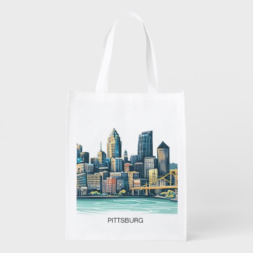 Pittsburgh Cityscape Grocery Bag