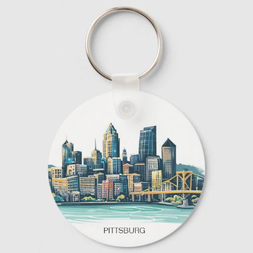 Pittsburgh Cityscape Keychain