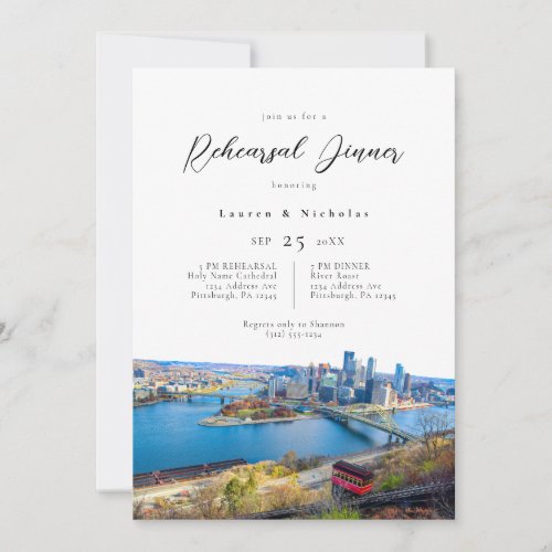 Pittsburgh Cityscape Rehearsal Dinner Invitation