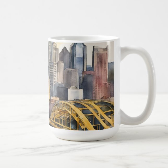 Pittsburgh Cityscape watercolor Coffee Mug (Right)
