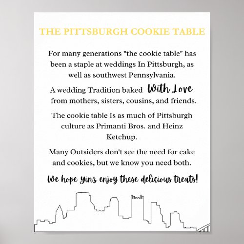 Pittsburgh Cookie Table Wedding Sign