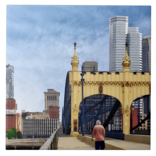 Pittsburgh _ Crossing the Smithfield Street Bridge Ceramic Tile