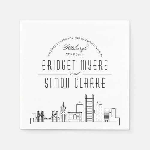 Pittsburgh Deco Skyline  Wedding Event Napkins