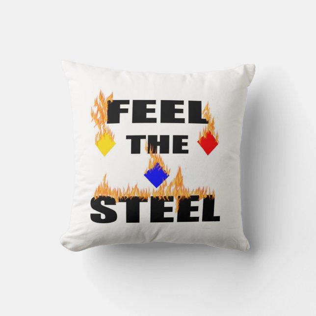Pittsburgh Feel The Steel Fire Football Sports  Na Throw Pillow (Front)