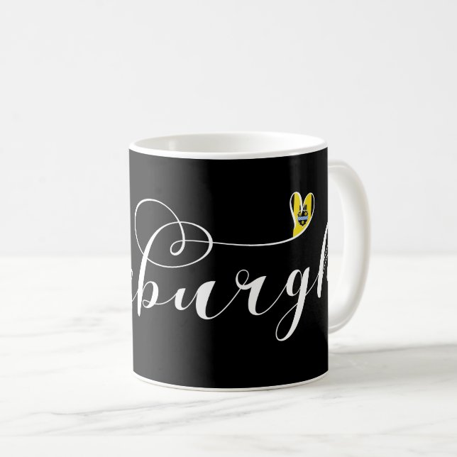 Pittsburgh Flag Heart Coffee Mug (Front Right)
