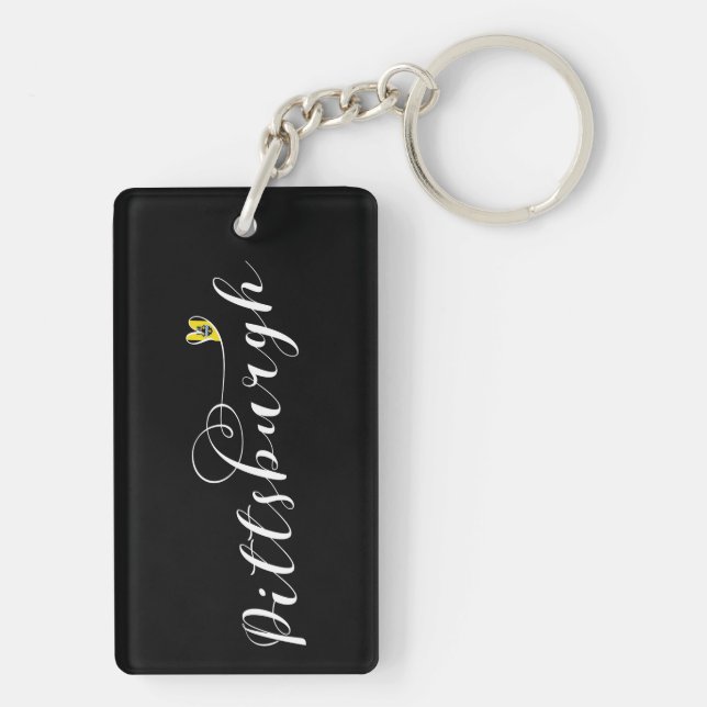 Pittsburgh Flag Heart Keychain (Back)