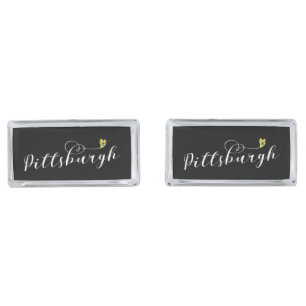Pittsburgh Flag In Heart, Pittsburgher Cufflinks