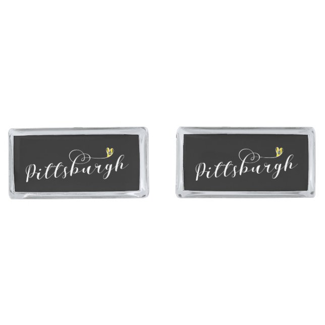 Pittsburgh Flag In Heart, Pittsburgher Cufflinks (Front)