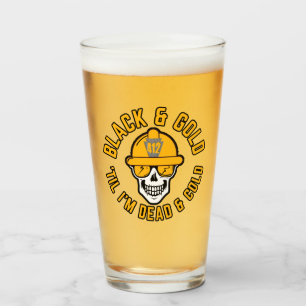Pittsburgh Football Fan Black And Gold Skull Canva Glass