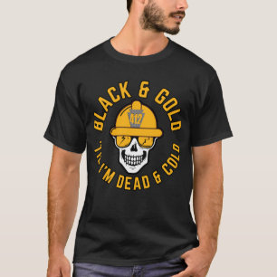 Pittsburgh Football Fan Black And Gold Skull Canva T-Shirt