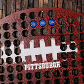 Pittsburgh Football Shaped Wooden Beer Cap Map (Front)