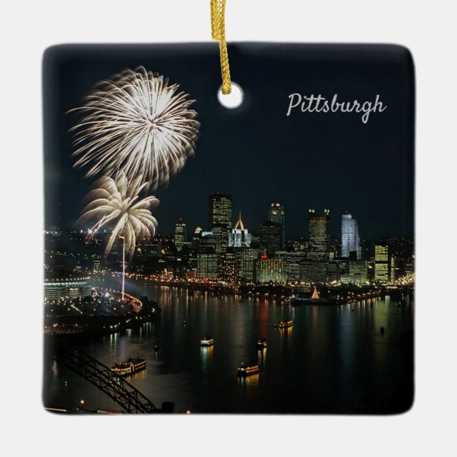 *Pittsburgh Great Day/Night Photo   Ceramic Ornament (Front)
