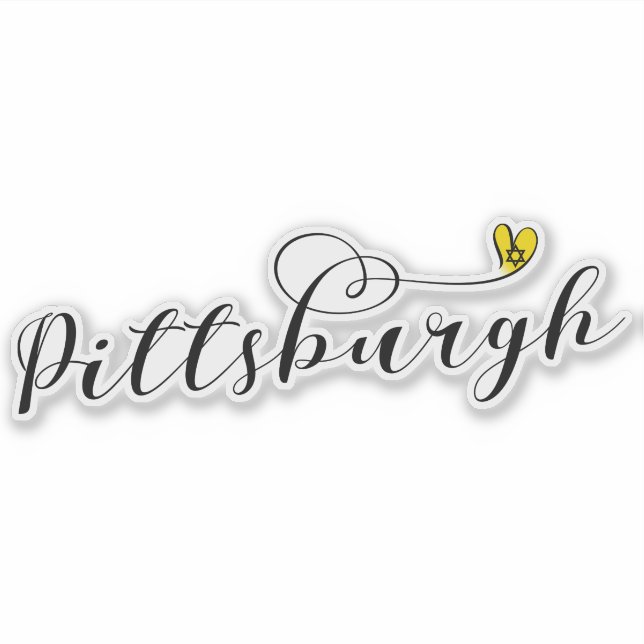 Pittsburgh Heart Flag, Star of David Sticker (Front)