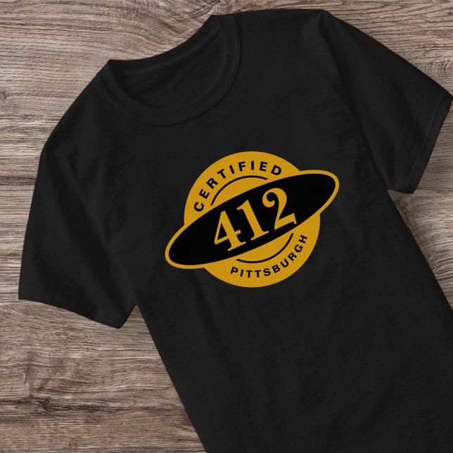 Pittsburgh Home 412 Black Gold Yinzer T-Shirt (Creator Uploaded)