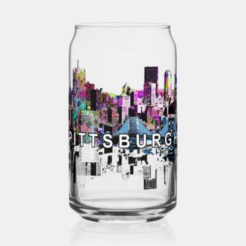 Pittsburgh in graffiti with monogram  can glass