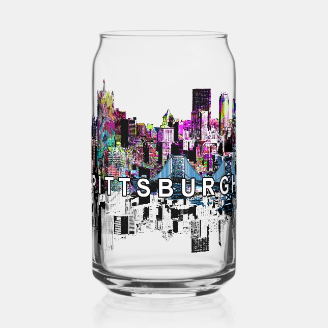 Pittsburgh in graffiti with monogram  can glass (Front)