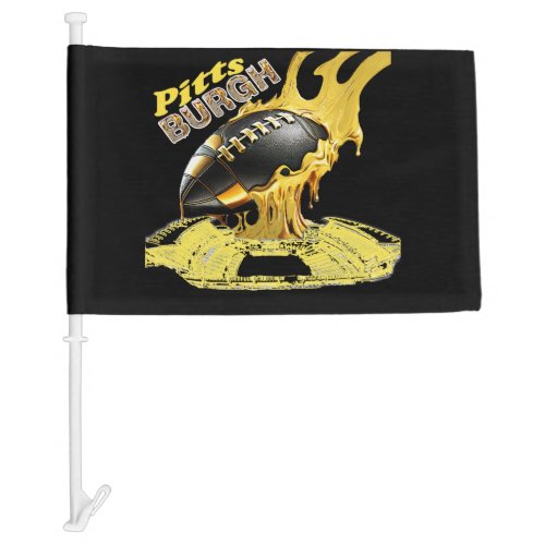 Pittsburgh _ In molten steel lettering  Car Flag