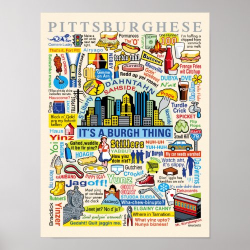 Pittsburgh Language Fun Pittsburghese Artwork Poster