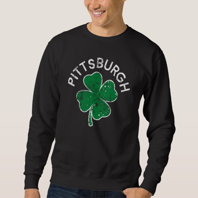 Pittsburgh Lucky C St Patrick's Day Distress Sweatshirt (Front)