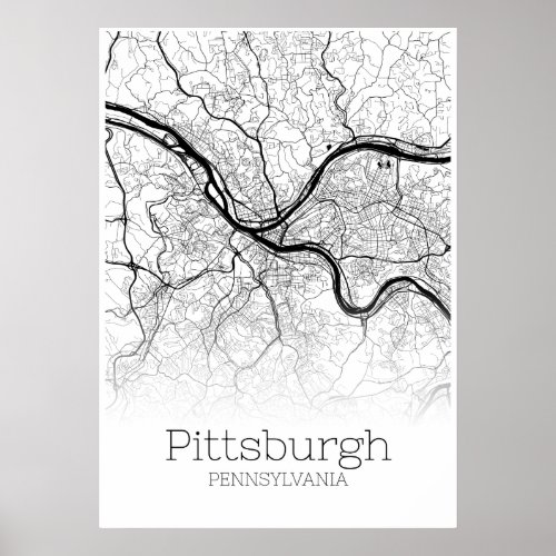 Pittsburgh Map _ Pennsylvania _ City Map Poster