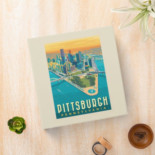 Pittsburgh PA  Birds Eye View 3 Ring Binder