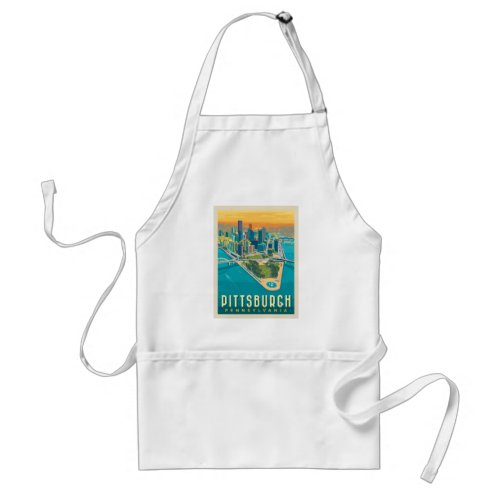 Pittsburgh PA  Birds Eye View Adult Apron