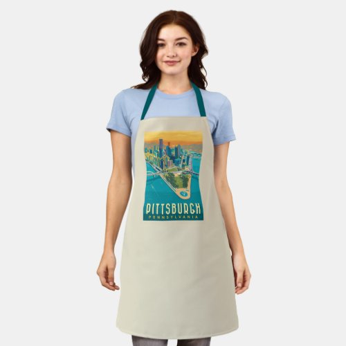 Pittsburgh PA  Birds Eye View Apron