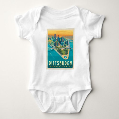 Pittsburgh PA  Birds Eye View Baby Bodysuit