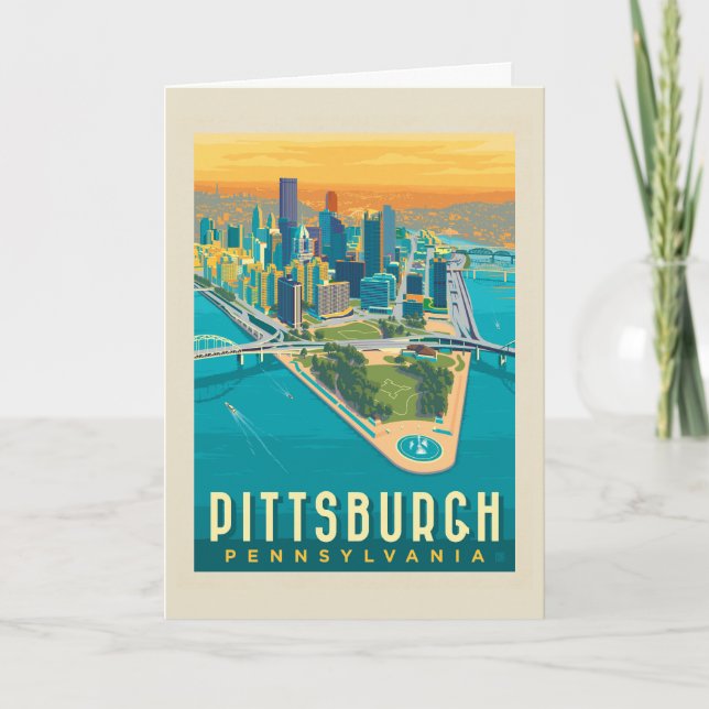 Pittsburgh, PA | Bird's Eye View Card (Front)