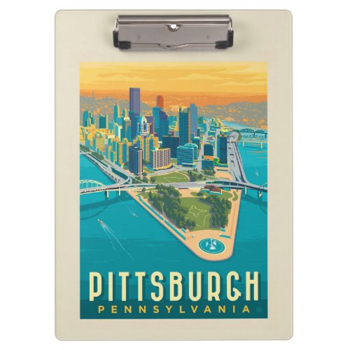 Pittsburgh PA  Birds Eye View Clipboard