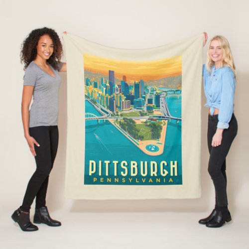 Pittsburgh PA  Birds Eye View Fleece Blanket