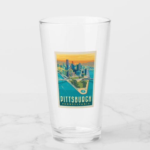 Pittsburgh PA  Birds Eye View Glass