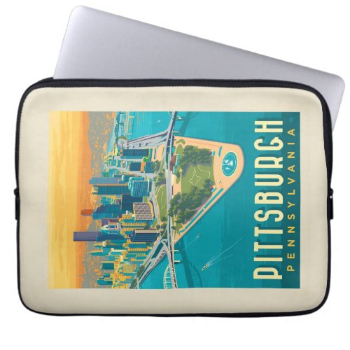 Pittsburgh PA  Birds Eye View Laptop Sleeve