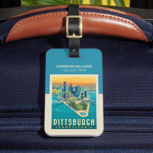 Pittsburgh PA  Birds Eye View Luggage Tag