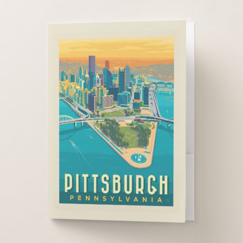 Pittsburgh PA  Birds Eye View Pocket Folder