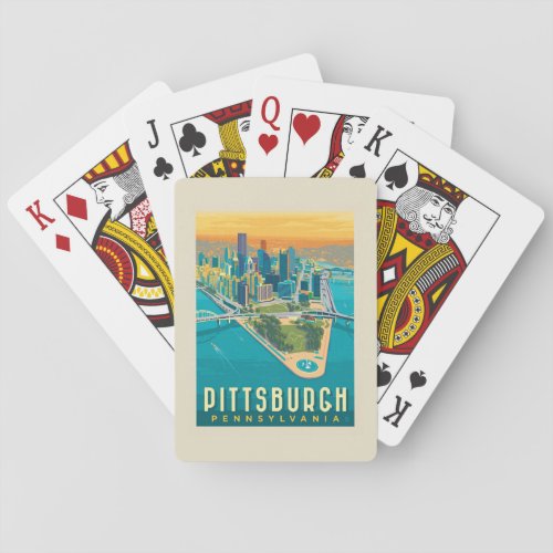 Pittsburgh PA  Birds Eye View Poker Cards