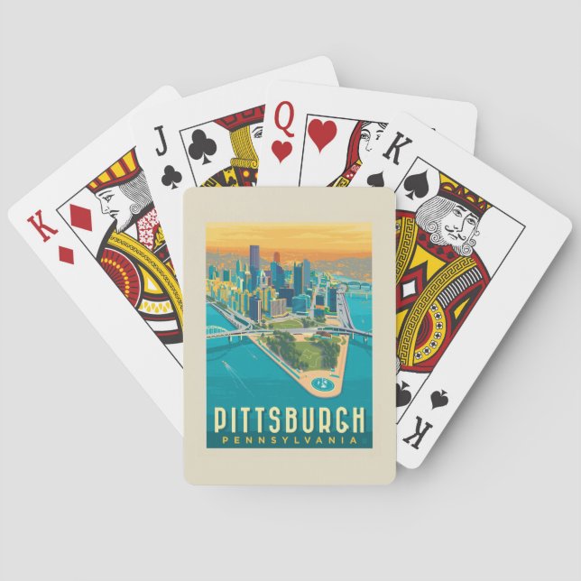 Pittsburgh, PA | Bird's Eye View Poker Cards (Back)