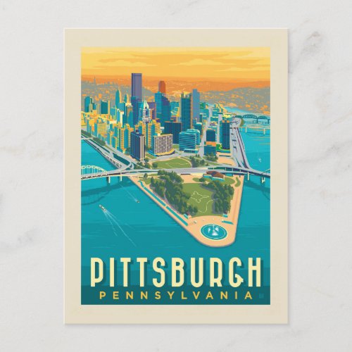 Pittsburgh PA  Birds Eye View Postcard