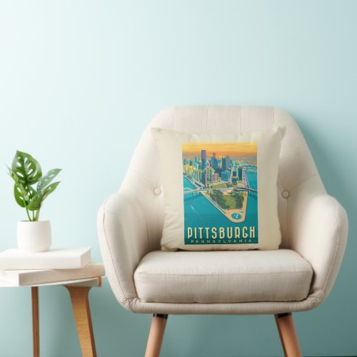 Pittsburgh PA  Birds Eye View Throw Pillow